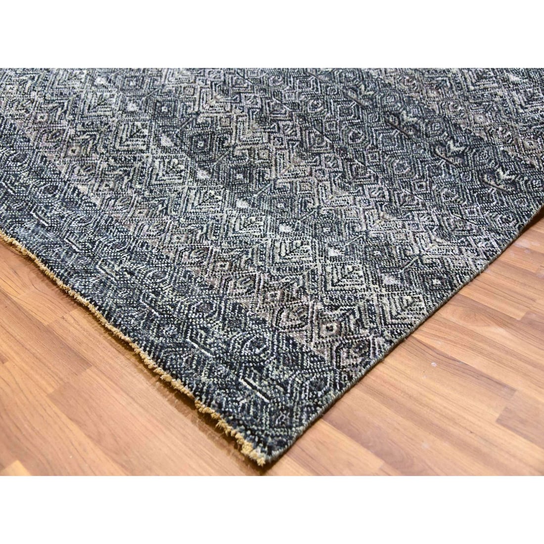 Network Gray Soft Shiny Wool Hand Knotted Kohinoor Herat Oversized Rug - 6