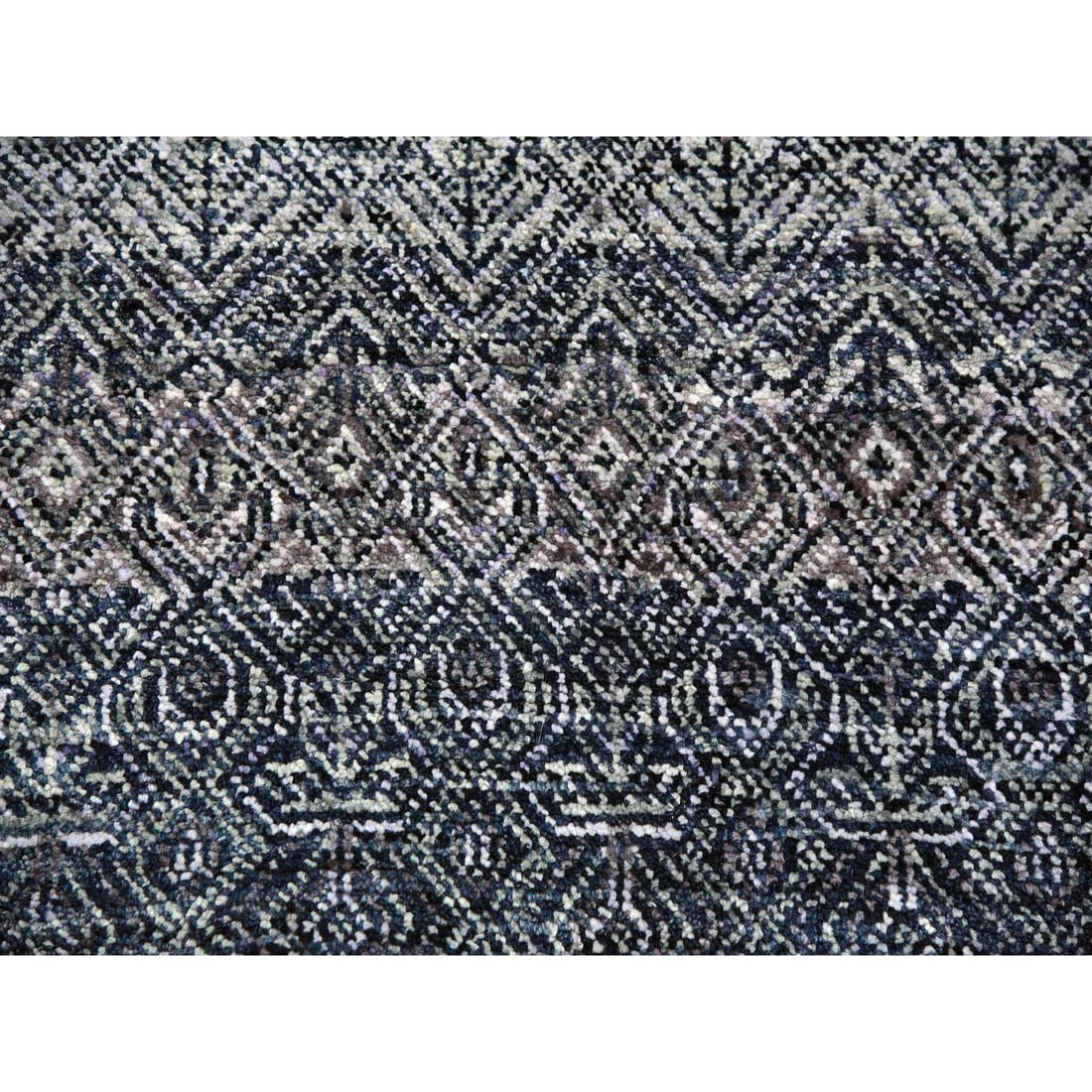 Network Gray Soft Shiny Wool Hand Knotted Kohinoor Herat Oversized Rug - 8