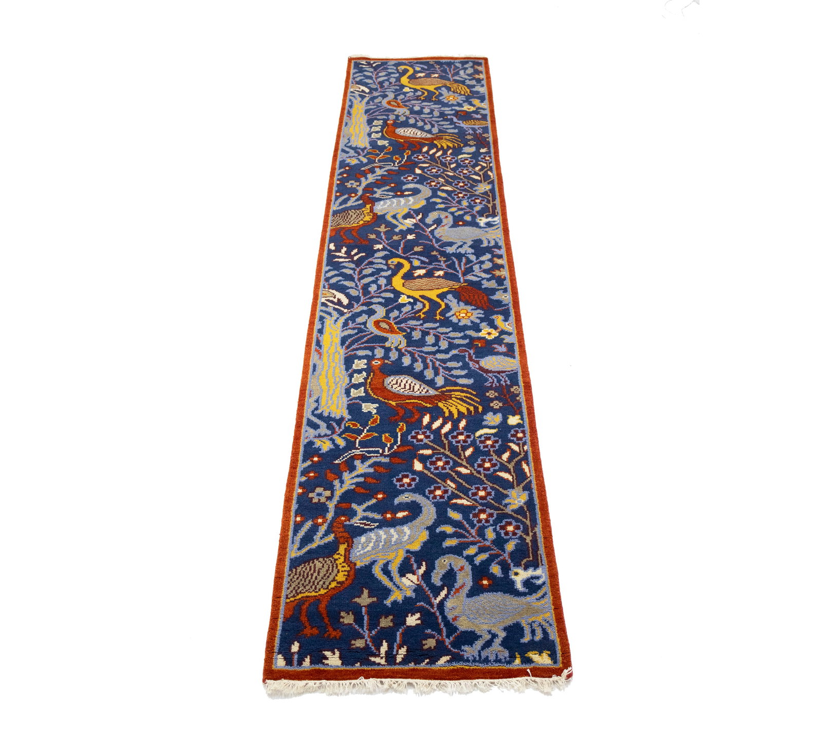 Blue Pictorial 3X12 Oriental Runner Rug - 3