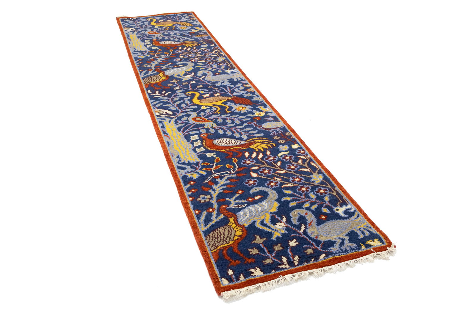 Blue Pictorial 3X12 Oriental Runner Rug - 4