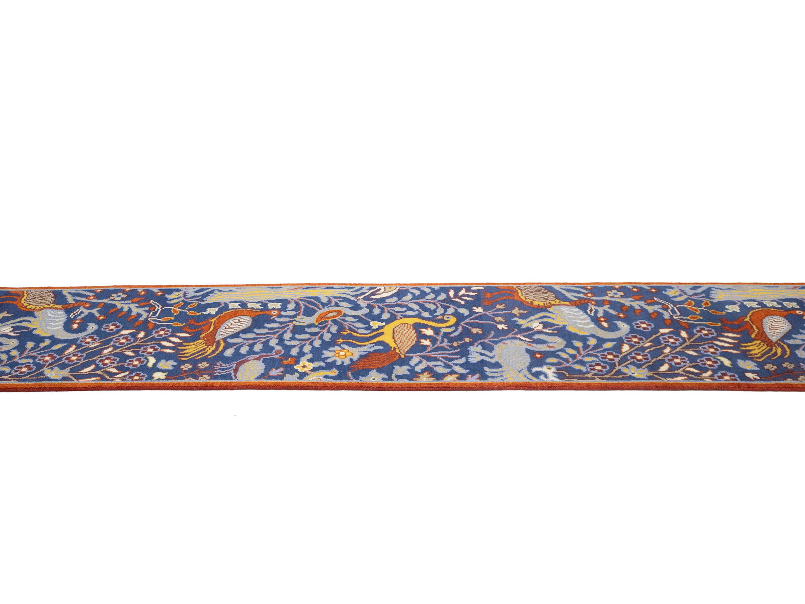 Blue Pictorial 3X12 Oriental Runner Rug - 7