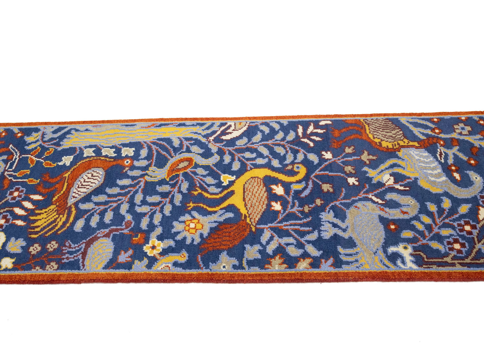 Blue Pictorial 3X12 Oriental Runner Rug - 8