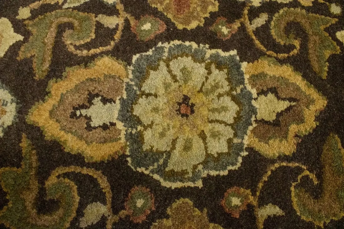 Dark Brown Floral Modern 8X11 Oriental Hand-Tufted Rug - 16