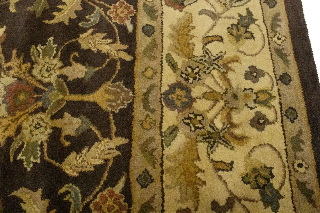 Dark Brown Floral Modern 8X11 Oriental Hand-Tufted Rug - 9