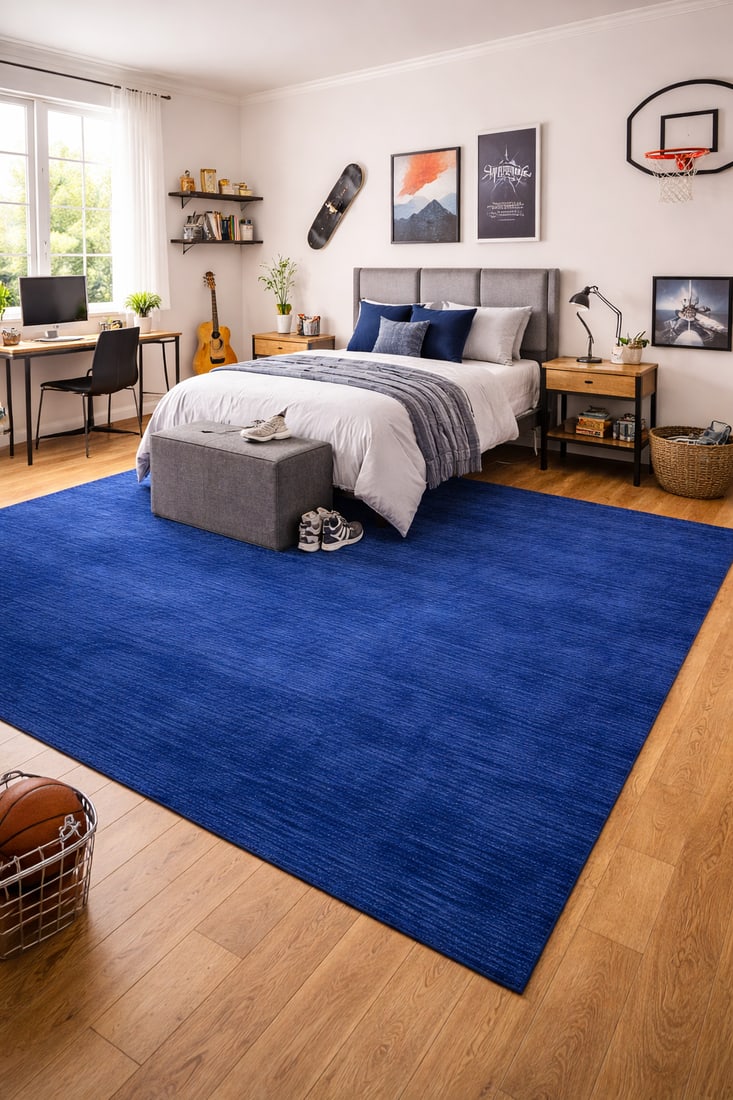 Solid Royal Blue Modern 9X12 Gabbeh Oriental Rug - 2