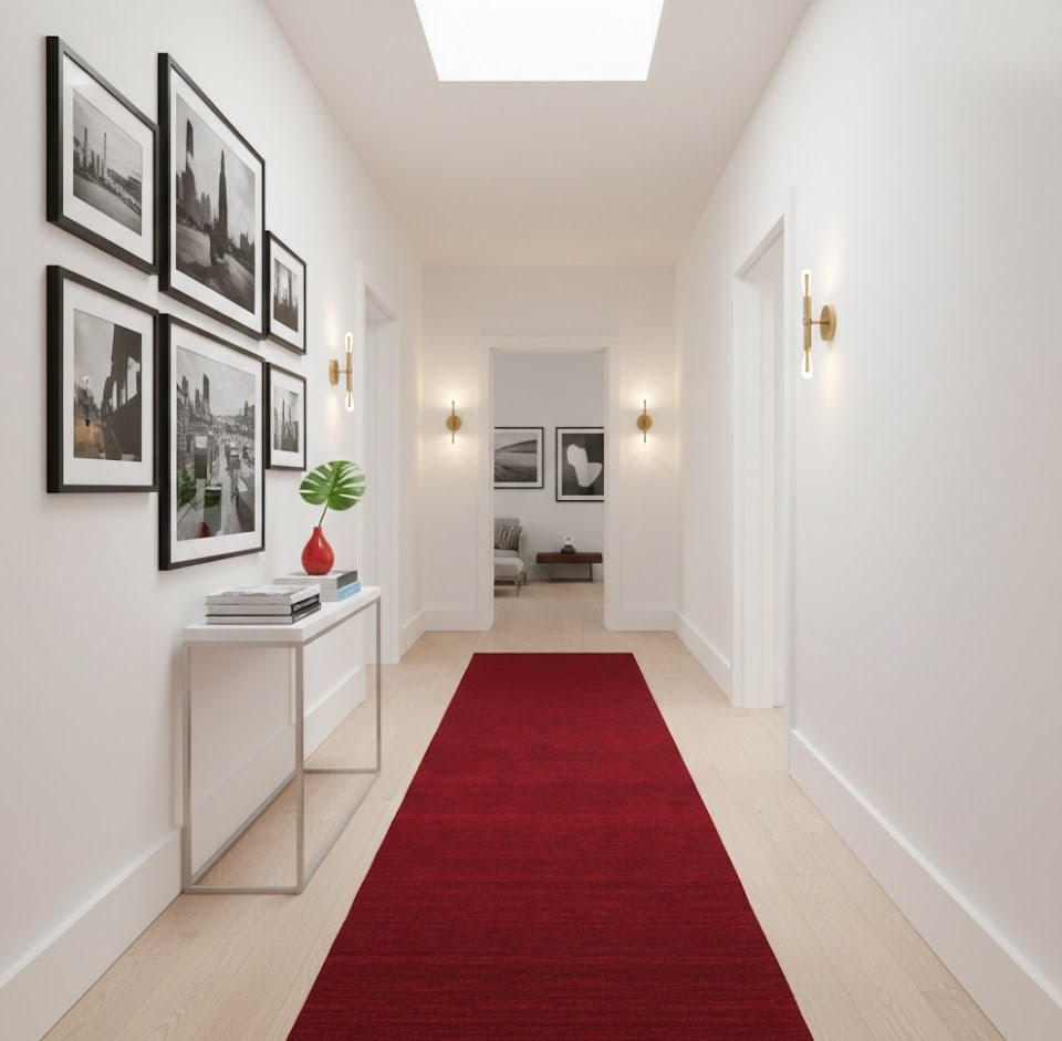 Red Modern Solid 3X8 Gabbeh Oriental Runner Rug - 2