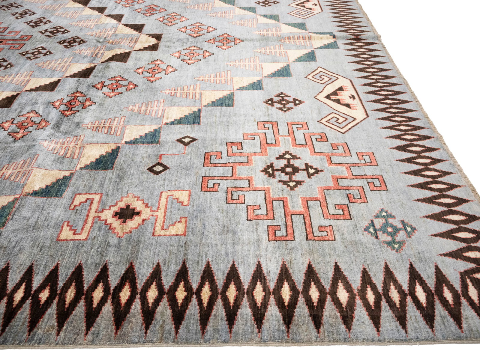 Gray Geometric Tribal 10X14 Afghan Oriental Rug - 11