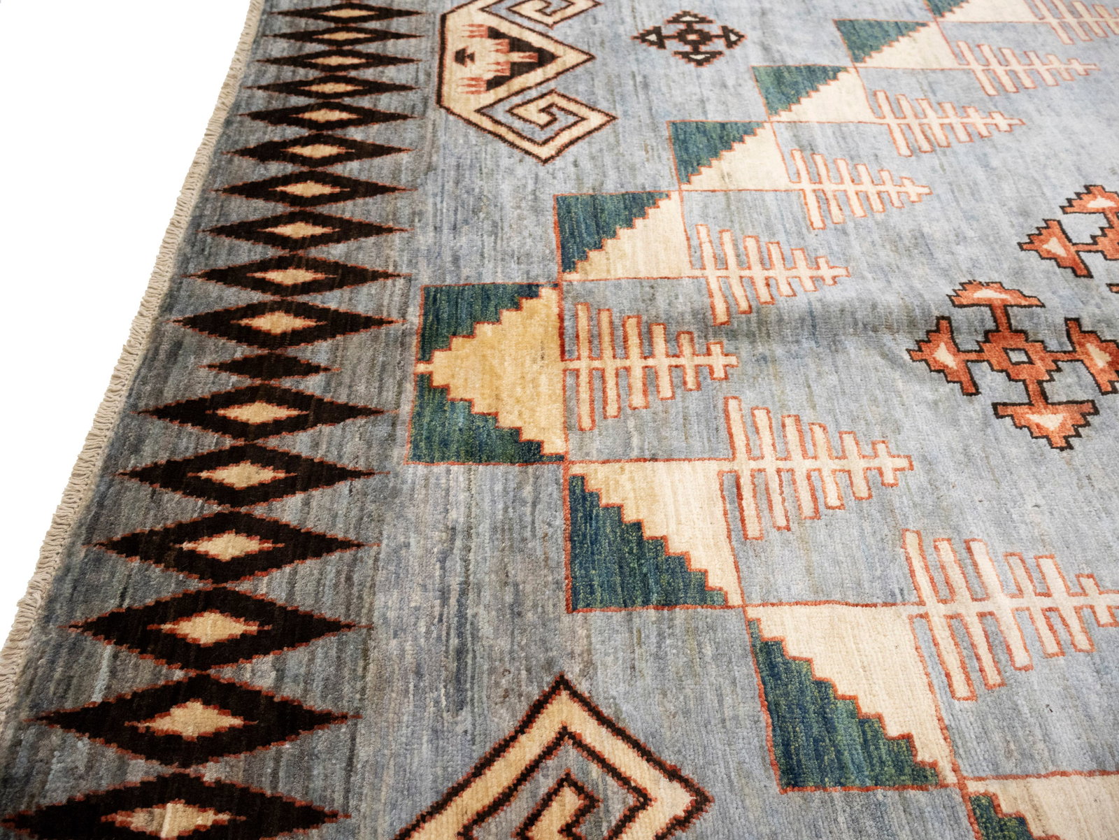 Gray Geometric Tribal 10X14 Afghan Oriental Rug - 12