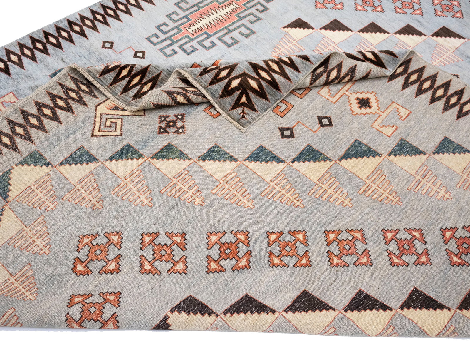 Gray Geometric Tribal 10X14 Afghan Oriental Rug - 16