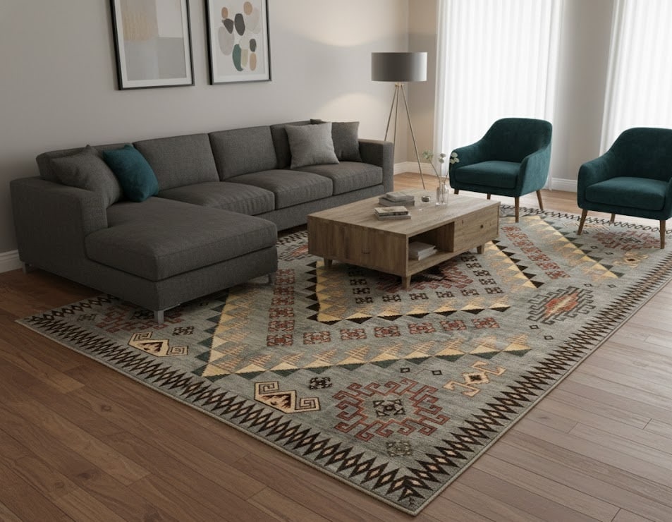 Gray Geometric Tribal 10X14 Afghan Oriental Rug - 2
