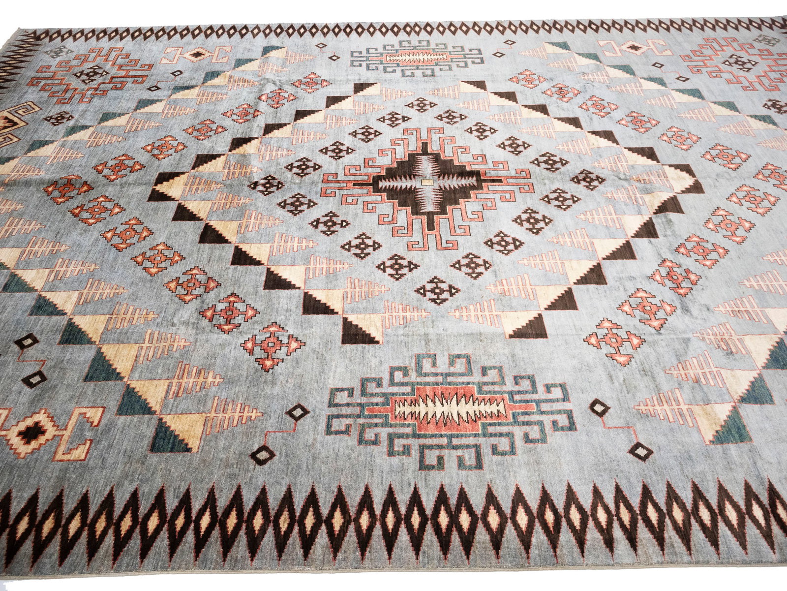 Gray Geometric Tribal 10X14 Afghan Oriental Rug - 4