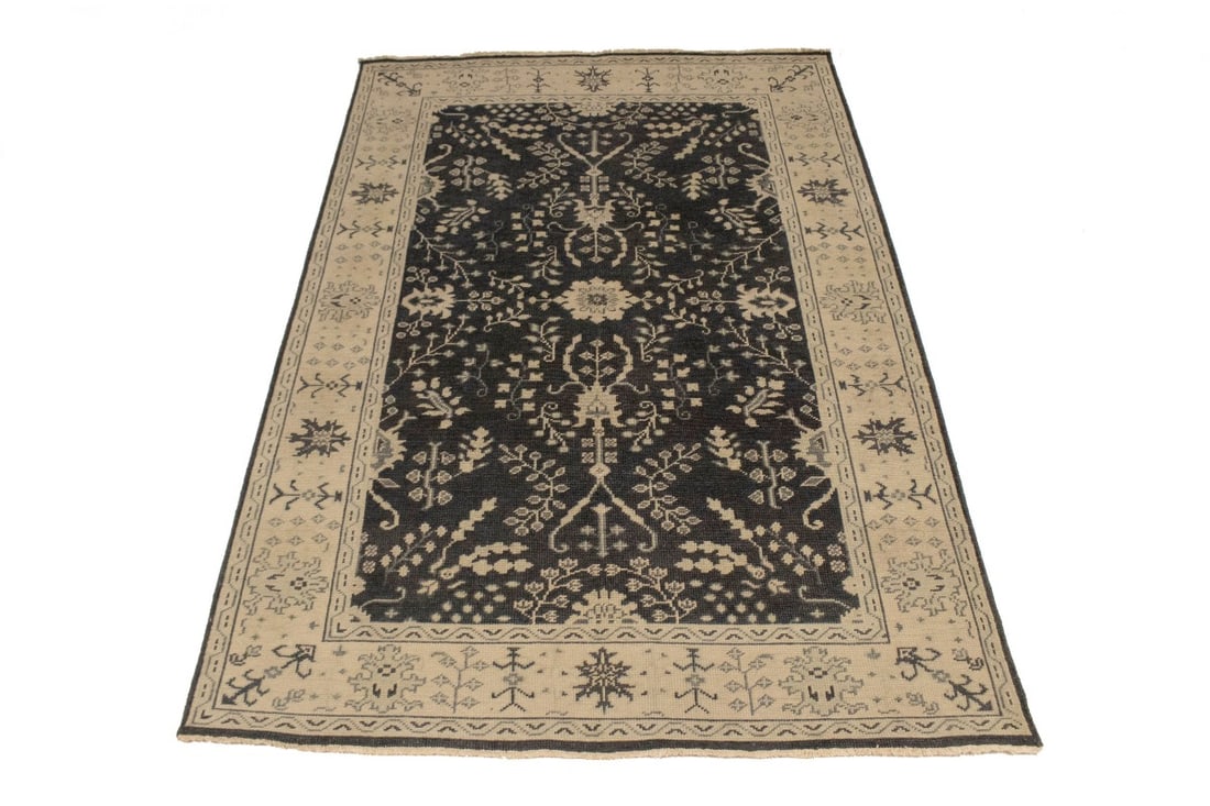 Charcoal Transitional Floral 6X9 Oriental Rug - 3