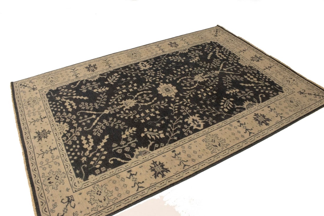 Charcoal Transitional Floral 6X9 Oriental Rug - 4