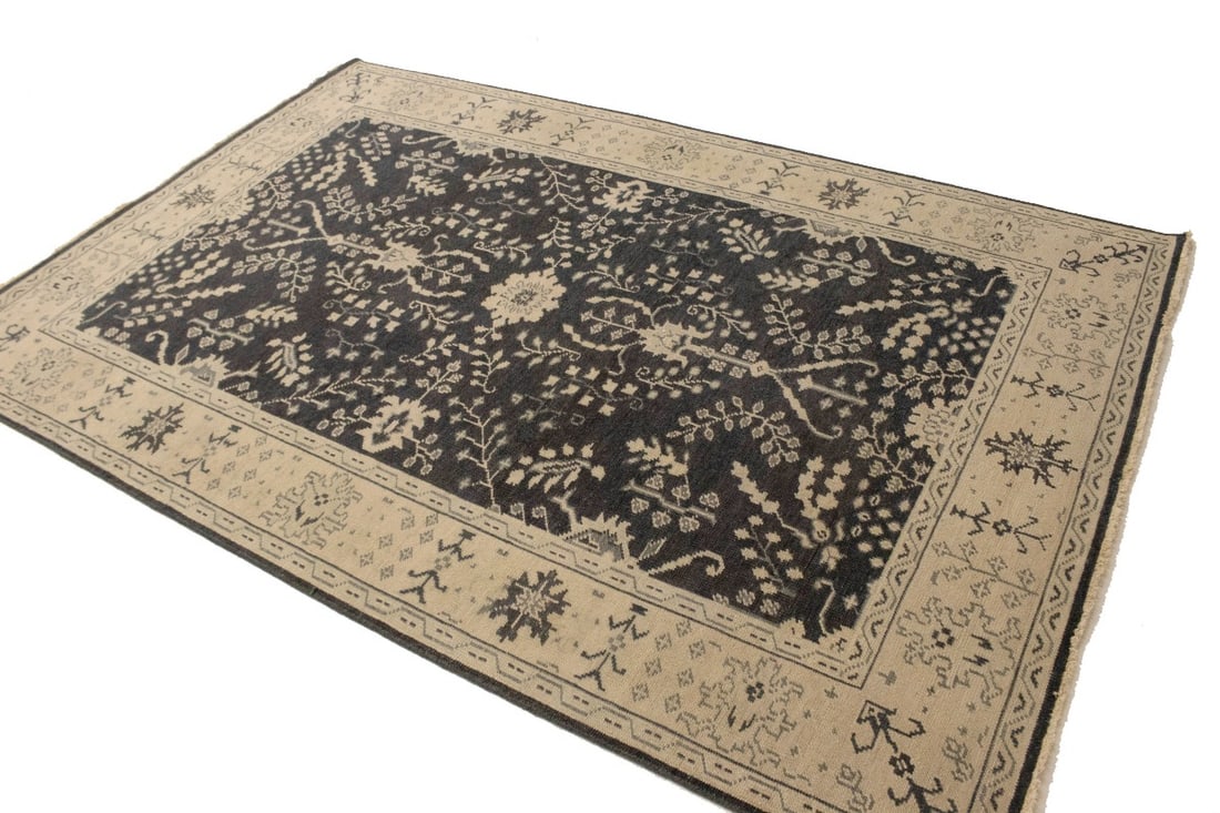 Charcoal Transitional Floral 6X9 Oriental Rug - 5