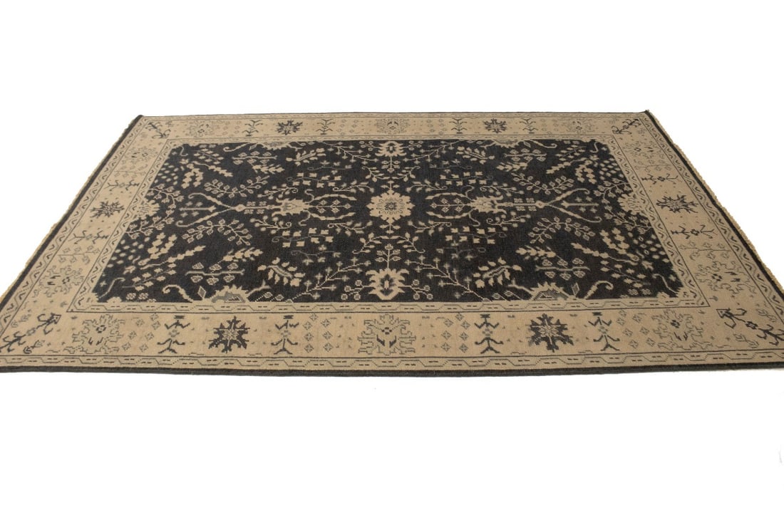 Charcoal Transitional Floral 6X9 Oriental Rug - 6
