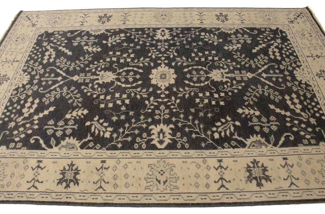 Charcoal Transitional Floral 6X9 Oriental Rug - 7