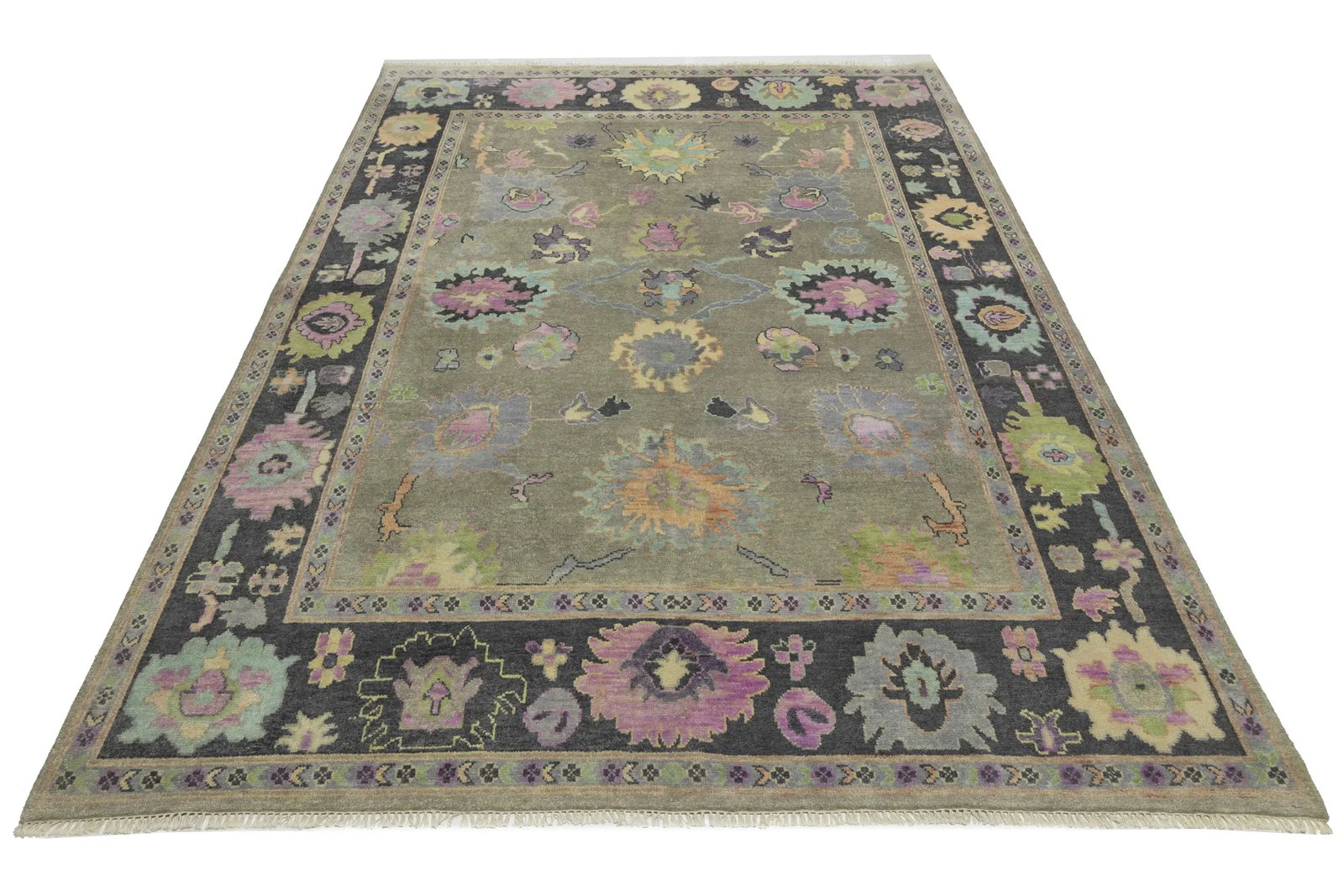 Floral Colorfast 9X12 Oushak Chobi Oriental Rug - 3