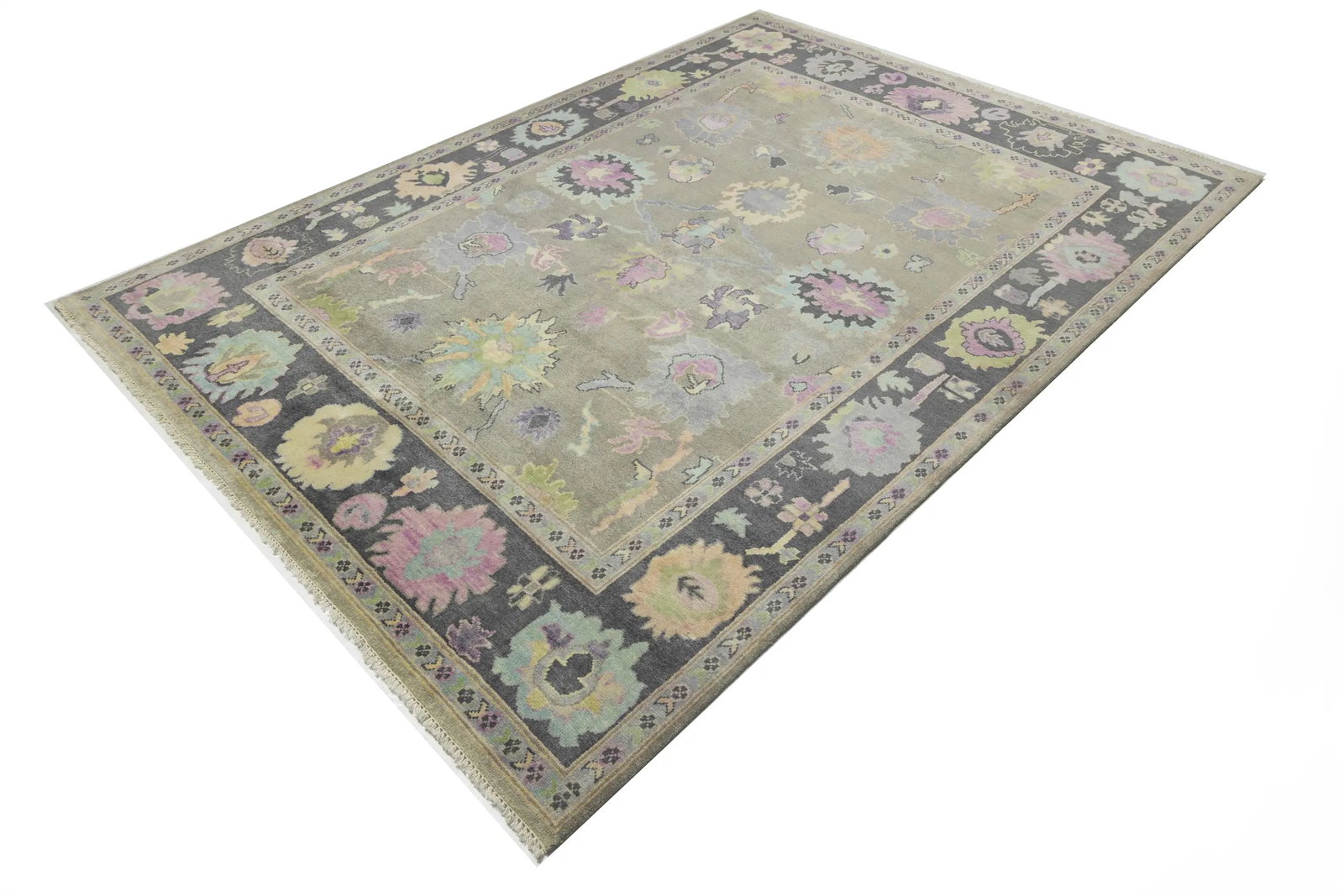 Floral Colorfast 9X12 Oushak Chobi Oriental Rug - 6