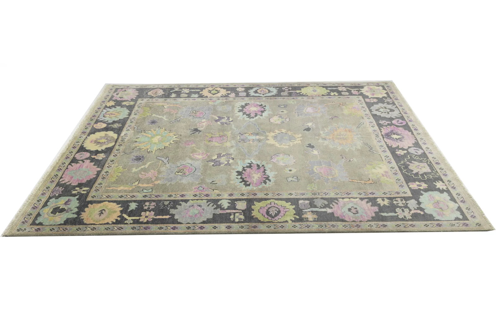 Floral Colorfast 9X12 Oushak Chobi Oriental Rug - 7