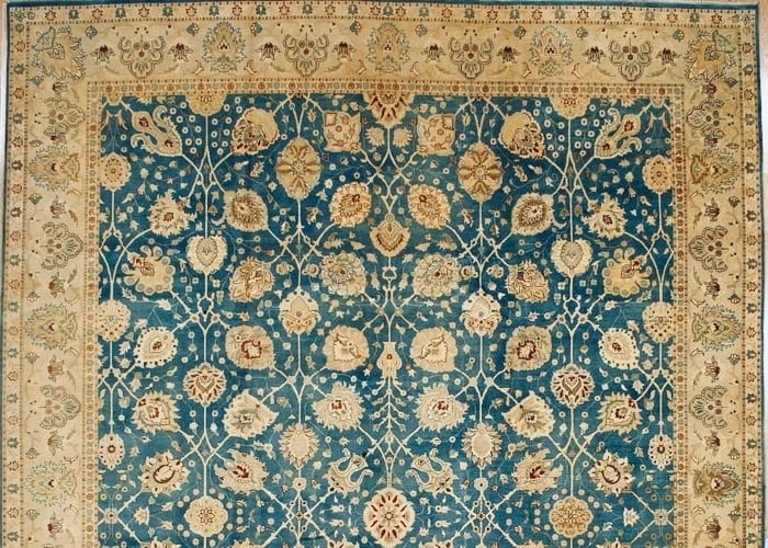 Hand Knotted Indo-Tabriz Blue Oriental Area Rug Wool Carpet 9'11" x 13'5" - 4