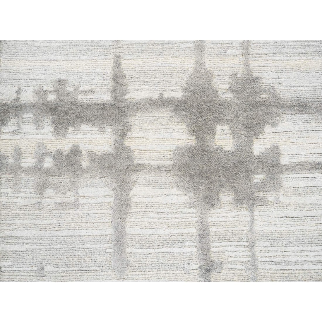 Ivory Hand Spun Undyed Natural Wool Modern Hand Knotted Mat Rug - 5