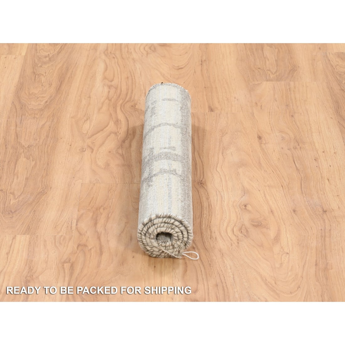 Ivory Hand Spun Undyed Natural Wool Modern Hand Knotted Mat Rug - 6