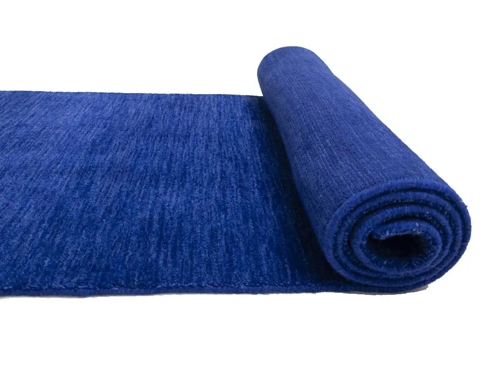 Solid Royal Blue Modern 3X8 Gabbeh Oriental Runner Rug - 15