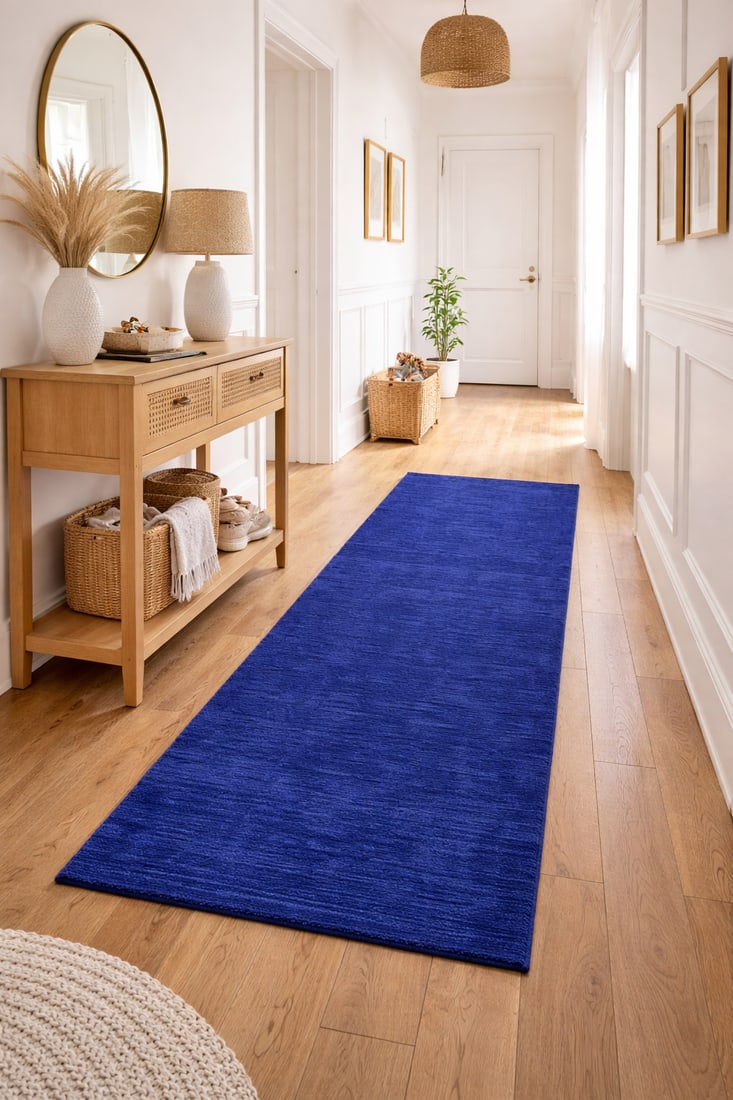 Solid Royal Blue Modern 3X8 Gabbeh Oriental Runner Rug - 2