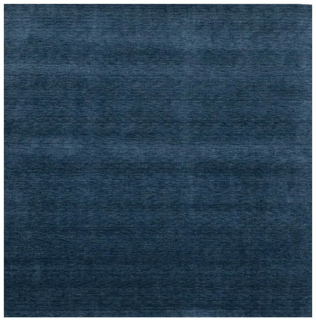 Steel Blue Modern Solid 8X8 Gabbeh Oriental Square Rug: Title: Steel Blue Modern Solid 8X8 Gabbeh Oriental Square Rug Description:This hand-loomed 8X8 Steel Blue Oriental Square rug from India is characterized by a robust modern design and a rich Steel Blu