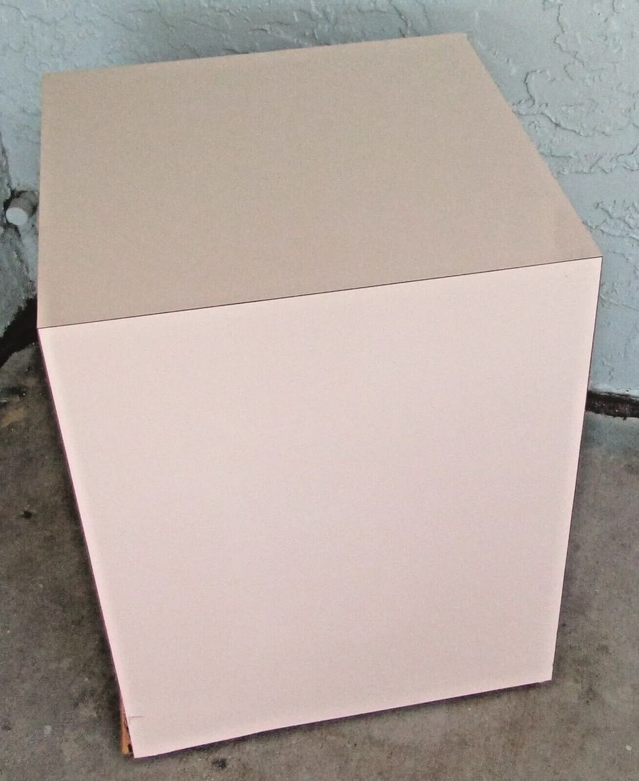 1960s Mid-Century Modern Vintage Cube Accent Table Tan - 3