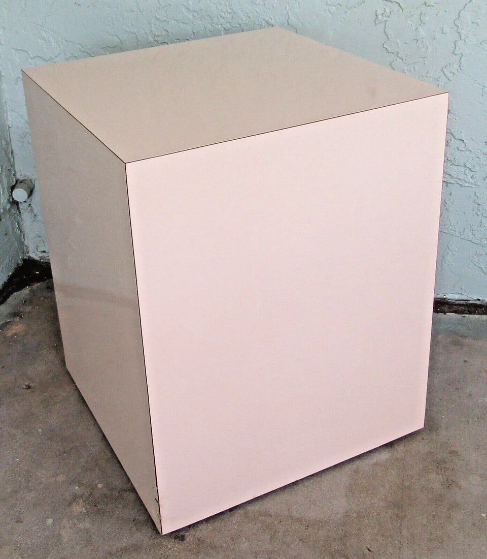 1960s Mid-Century Modern Vintage Cube Accent Table Tan - 6