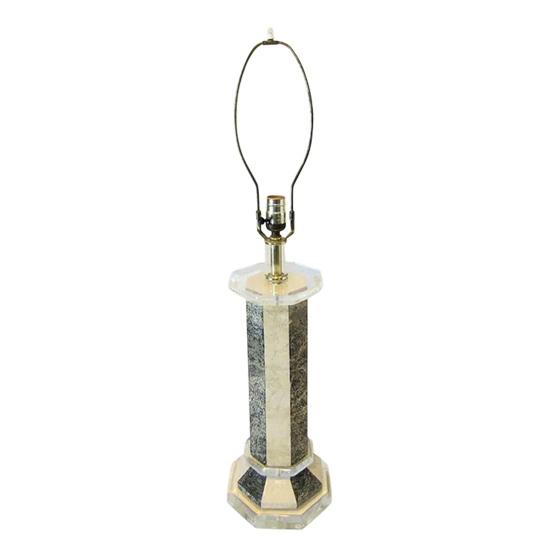 Vintage Octagon Lucite and Marbled Look Table Lamp Attributed to Maitland-Smith (1 of 11)