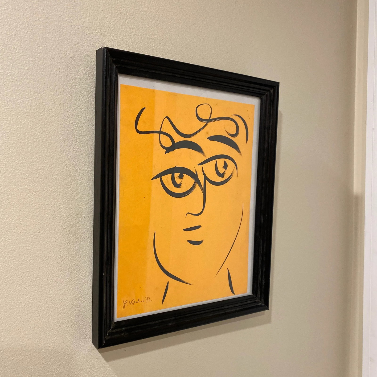 Peter Keil Original Orange Abstract Portrait Painting 1972 - 4