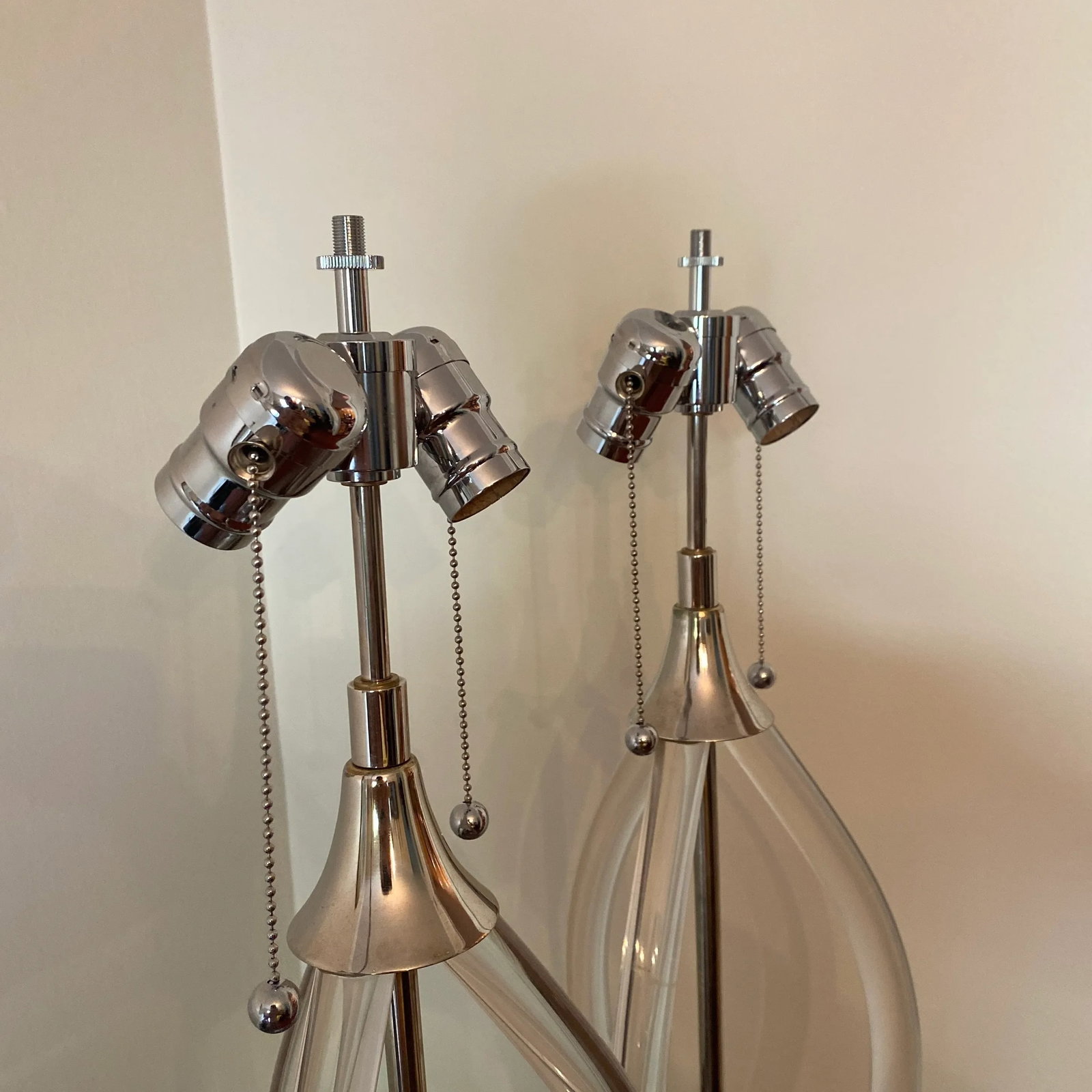 Mid-Century Lucite & Chrome Table Lamps - A Pair - 2