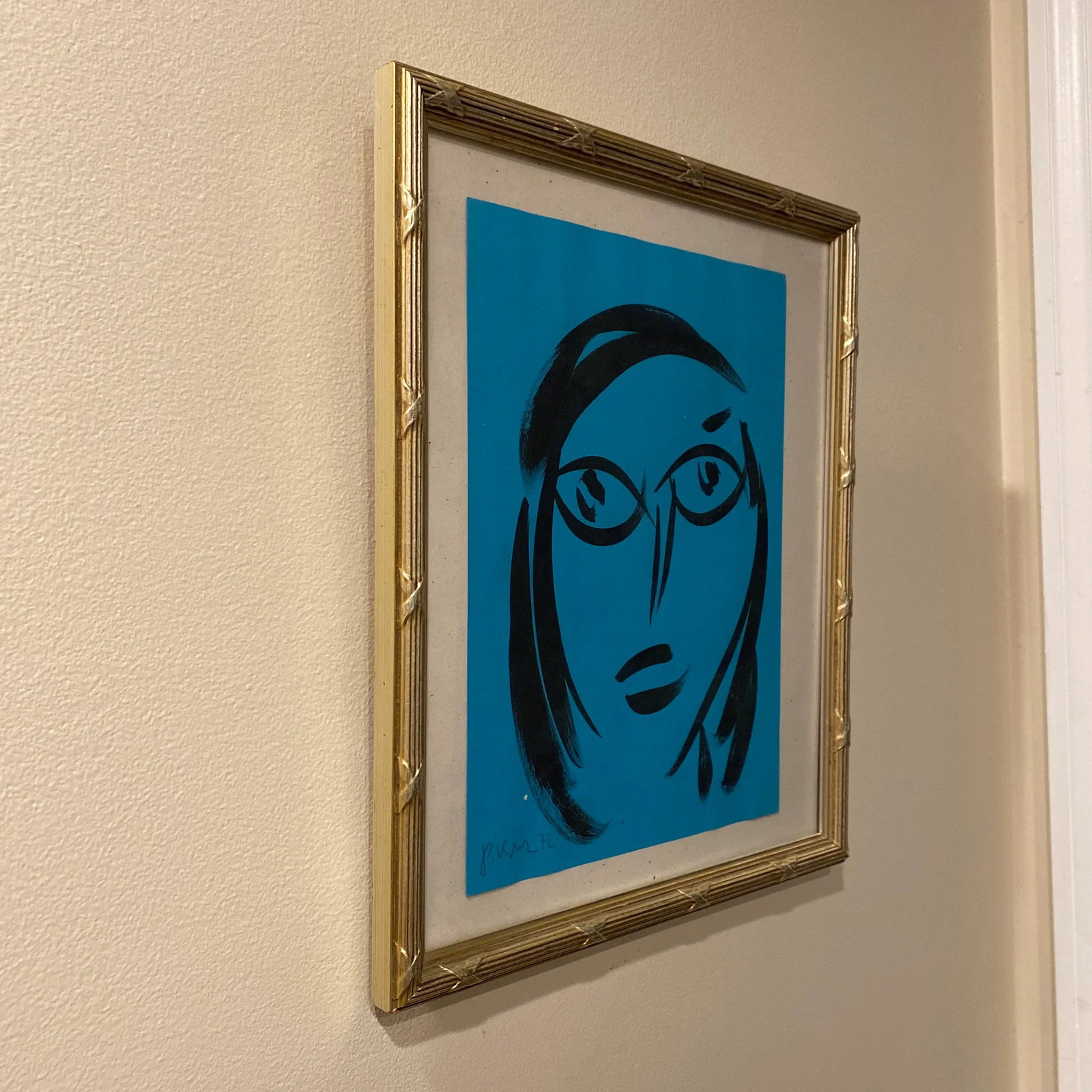 Peter Keil Original Blue Abstract Portrait Paintings - a Pair - 3