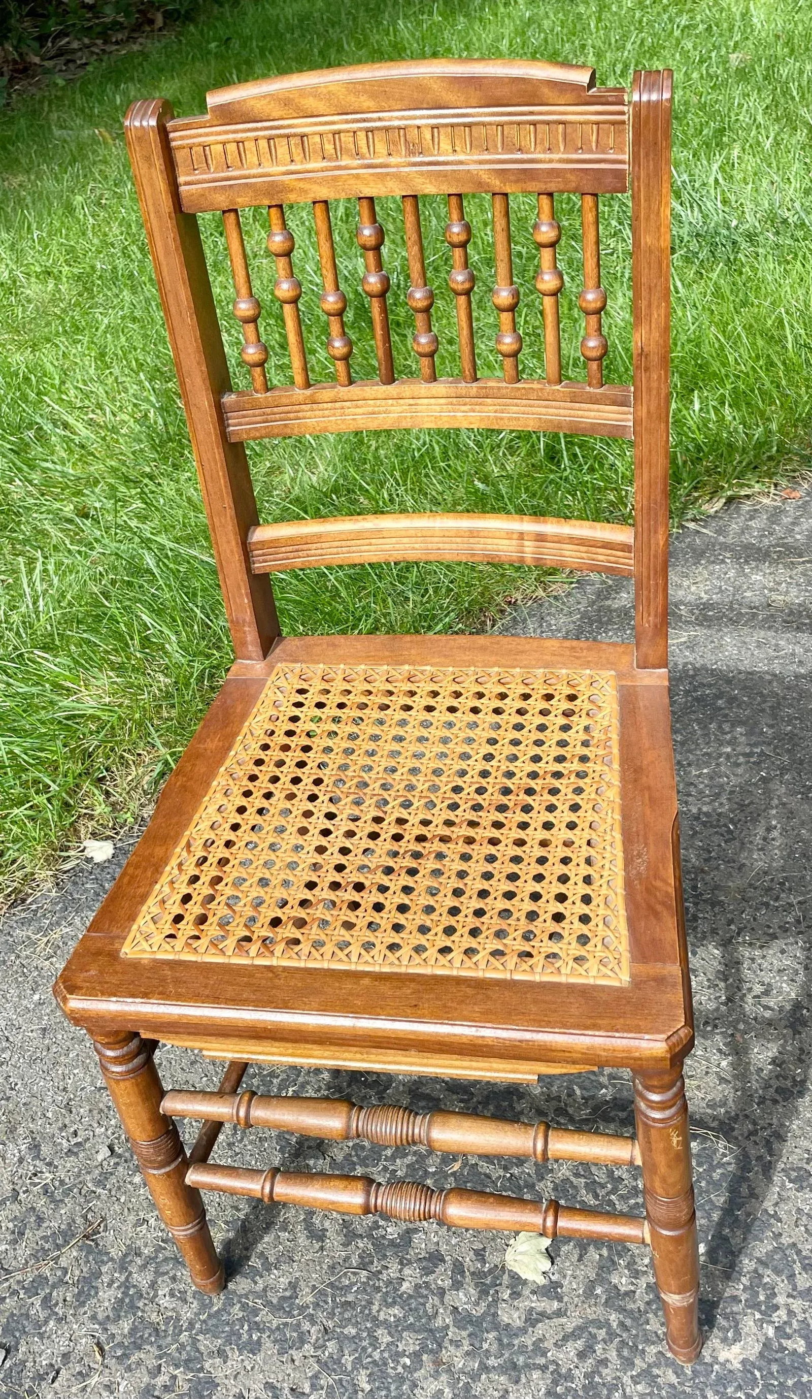 Ball and Stick, Antique Pressed Back Chairs With Cane Seats - Set of 4 - 2
