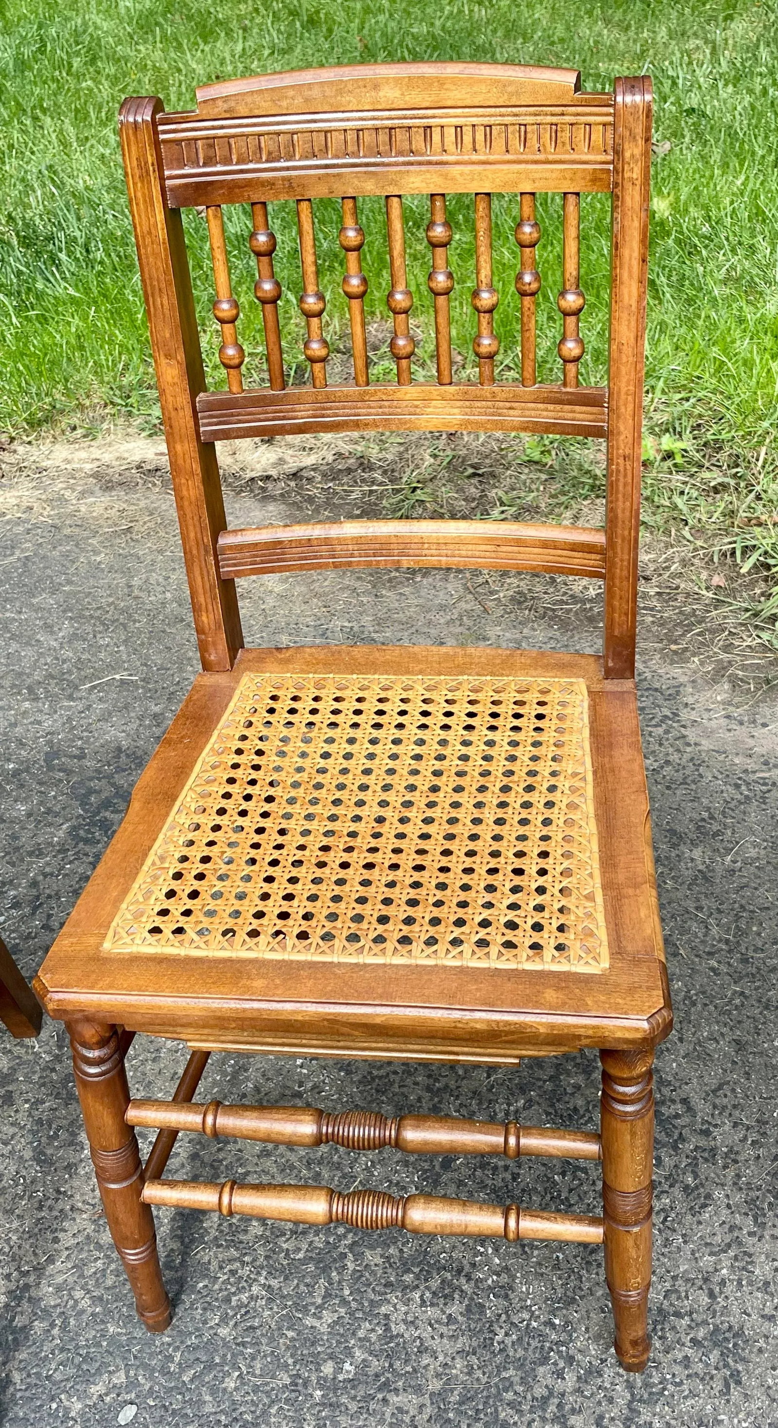 Ball and Stick, Antique Pressed Back Chairs With Cane Seats - Set of 4 - 4