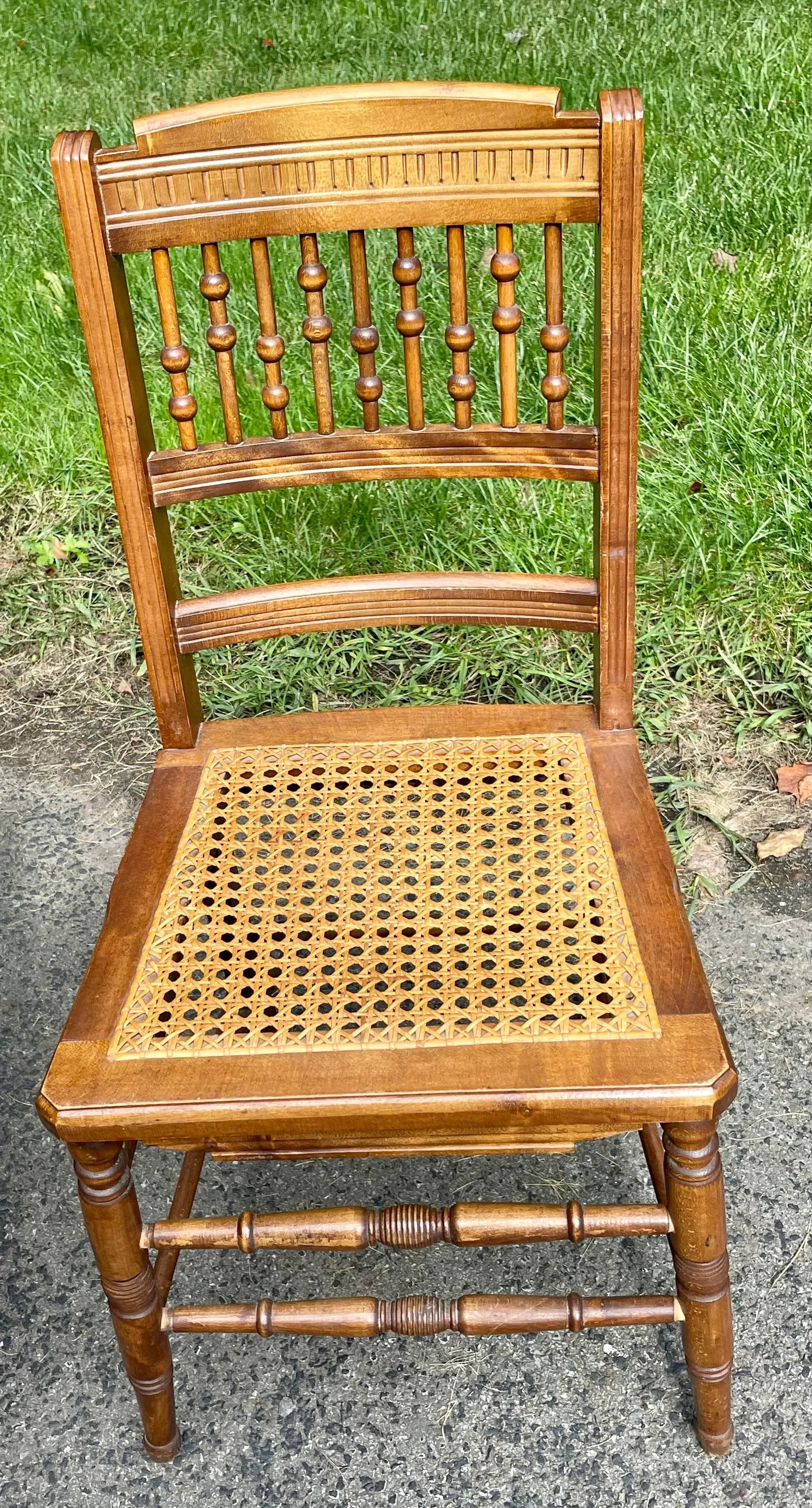 Ball and Stick, Antique Pressed Back Chairs With Cane Seats - Set of 4 - 5