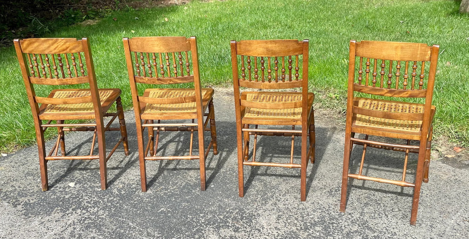 Ball and Stick, Antique Pressed Back Chairs With Cane Seats - Set of 4 - 6