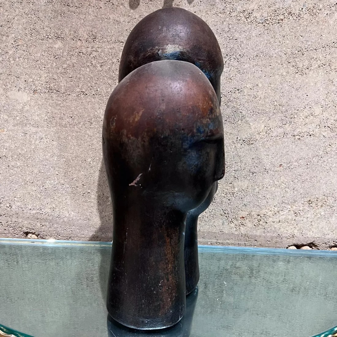 1970s Modernist 3-Head Sculpture Terracotta Bronze Art - 12