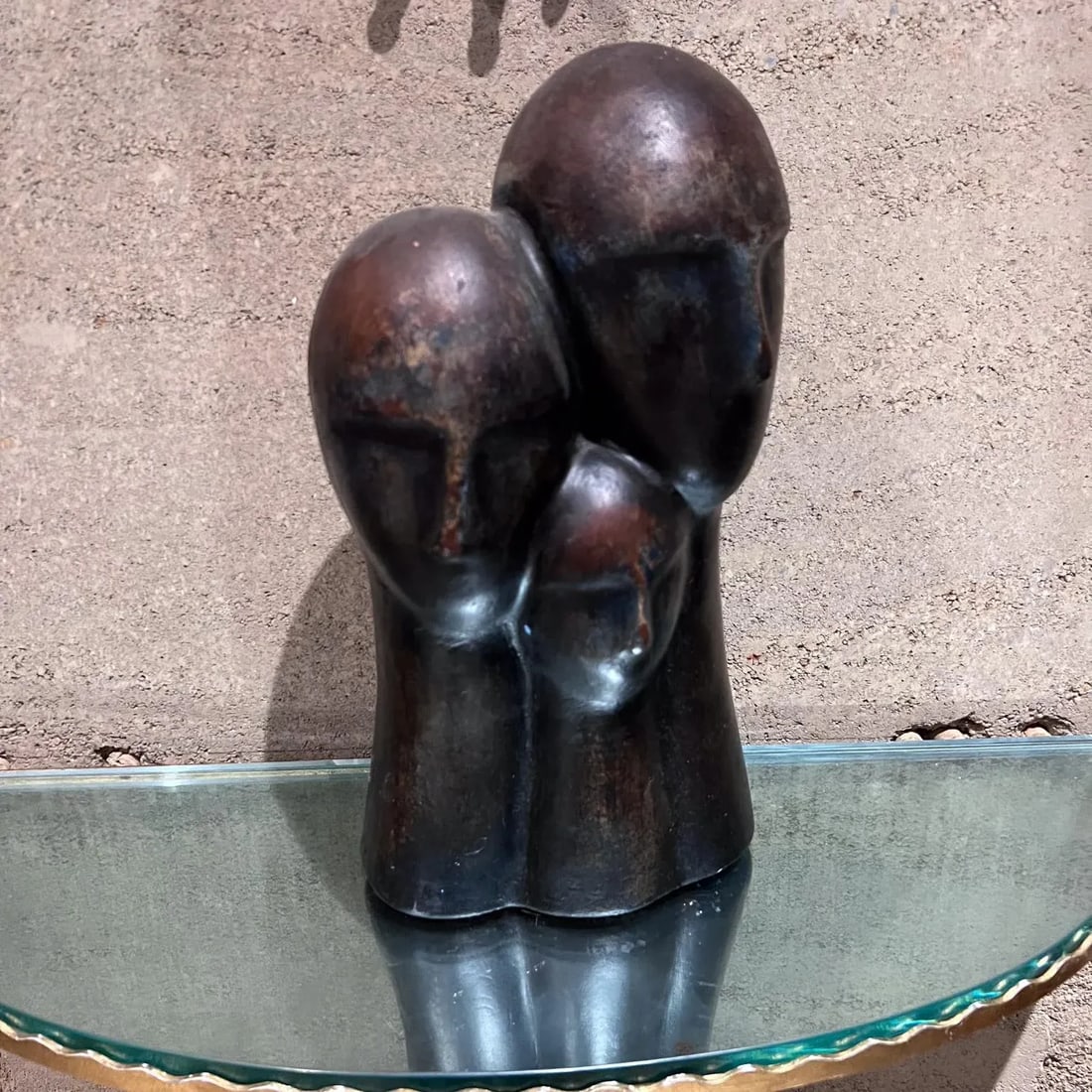 1970s Modernist 3-Head Sculpture Terracotta Bronze Art - 5