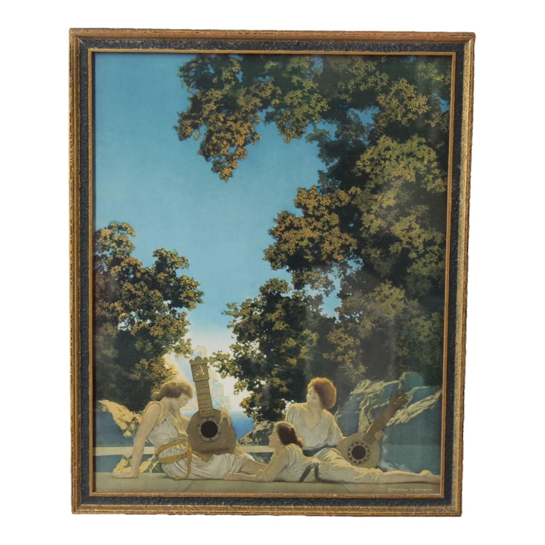 Early 20th Century Maxfield Parrish Arts & Crafts Framed 'The Lute Players' Print (1 of 12)