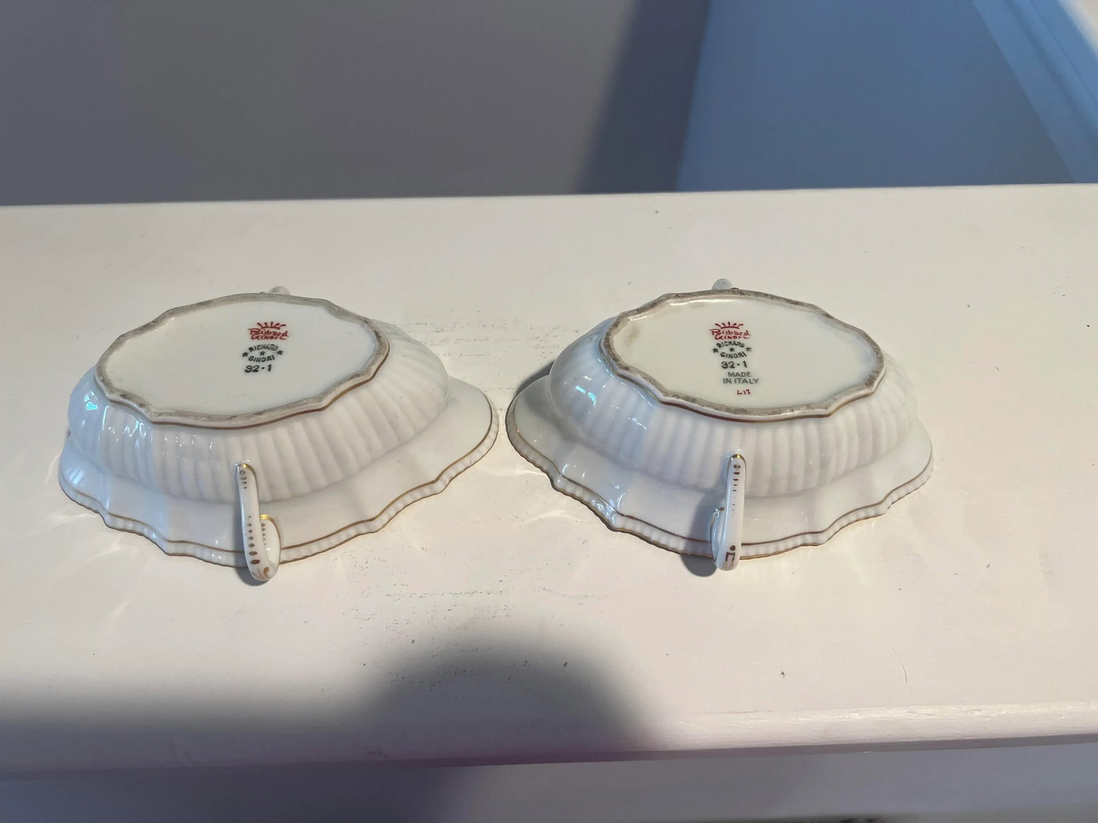 Pair, Richard Ginori Italian "Elba" Pattern Porcelain Open Sauce Boats - 6