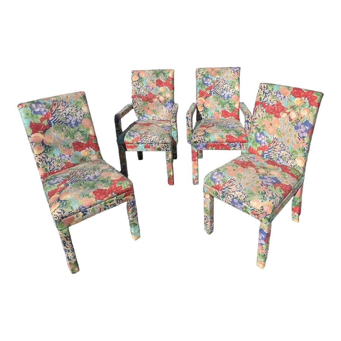 1970s Matisse Inspired Parsons Chairs- Set of 4: Up for consideration is a beautiful set of Matisse inspired parsons chairs. These would look perfect in any home and is great for the interior design enthusiast! Please check out my other listings!