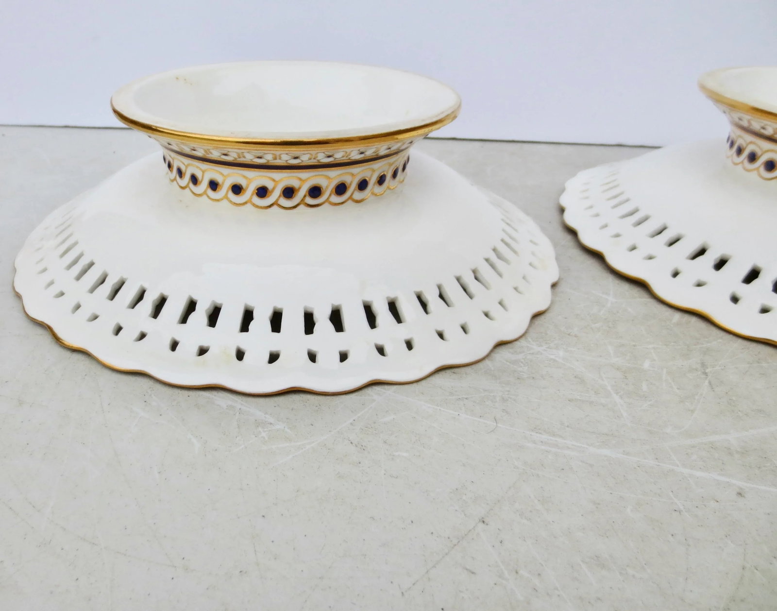 Mintons Green & Nephew Reticulated Porcelain Plate - Pair of 2 - 8