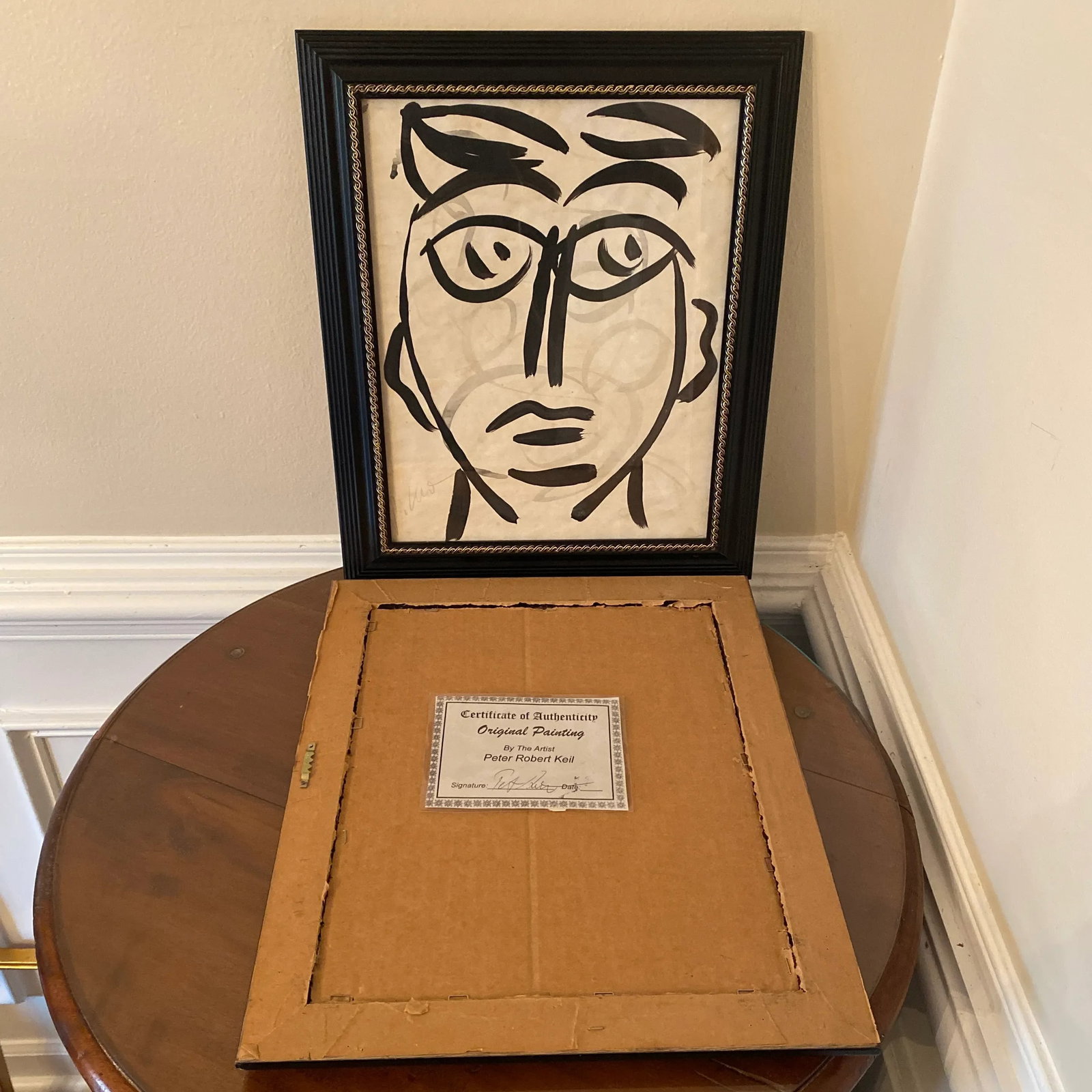 Peter Keil Original Black & White Abstract Portrait Painting ~ a Pair - 7