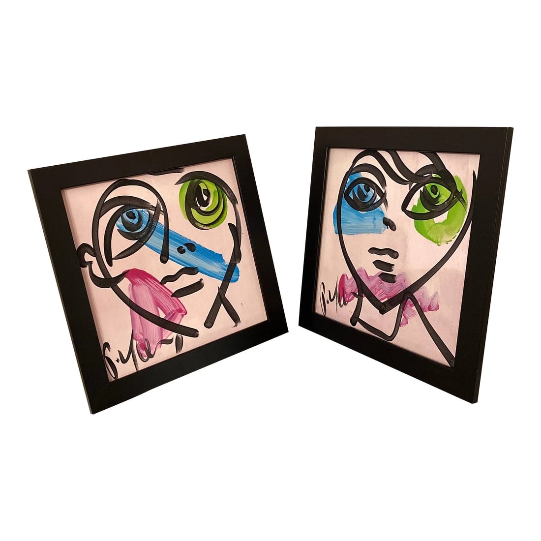 Peter Keil Original Abstract Portrait Painting on Board ~ a Pair: Fantastic original paintings by Listed world renowned artist Peter Robert Keil (born 1942 Germany) Peter has self proclaimed to be the last of the living legend artists working in his career with grea