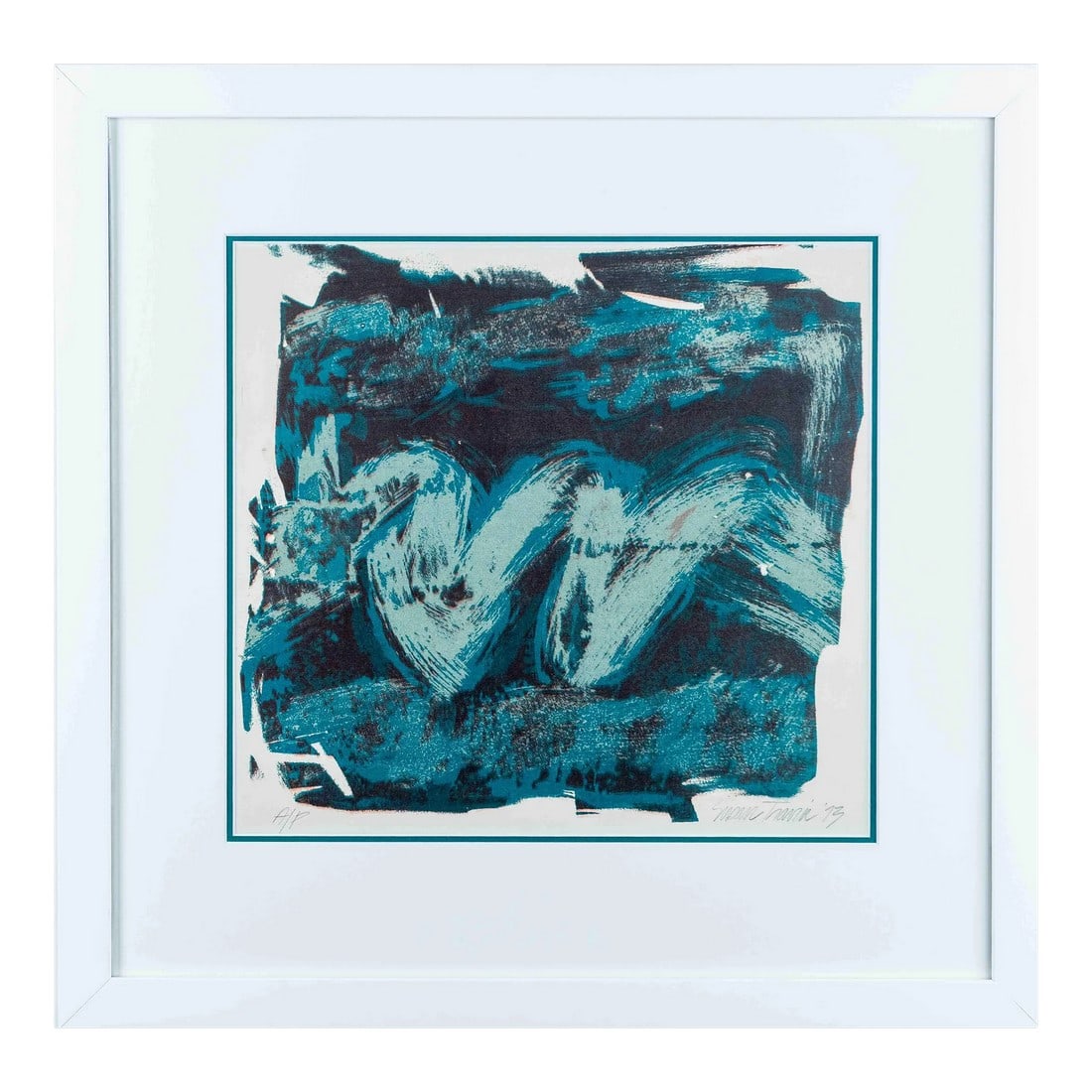 Framed 1970's Lithograph: The Stroke of A Brush Philadelphia, Pa. Some say a wave, I say a brushstroke or simply, strands of dynamic color.Â This tonal deep blue lithograph has stood the test of time; produced by a