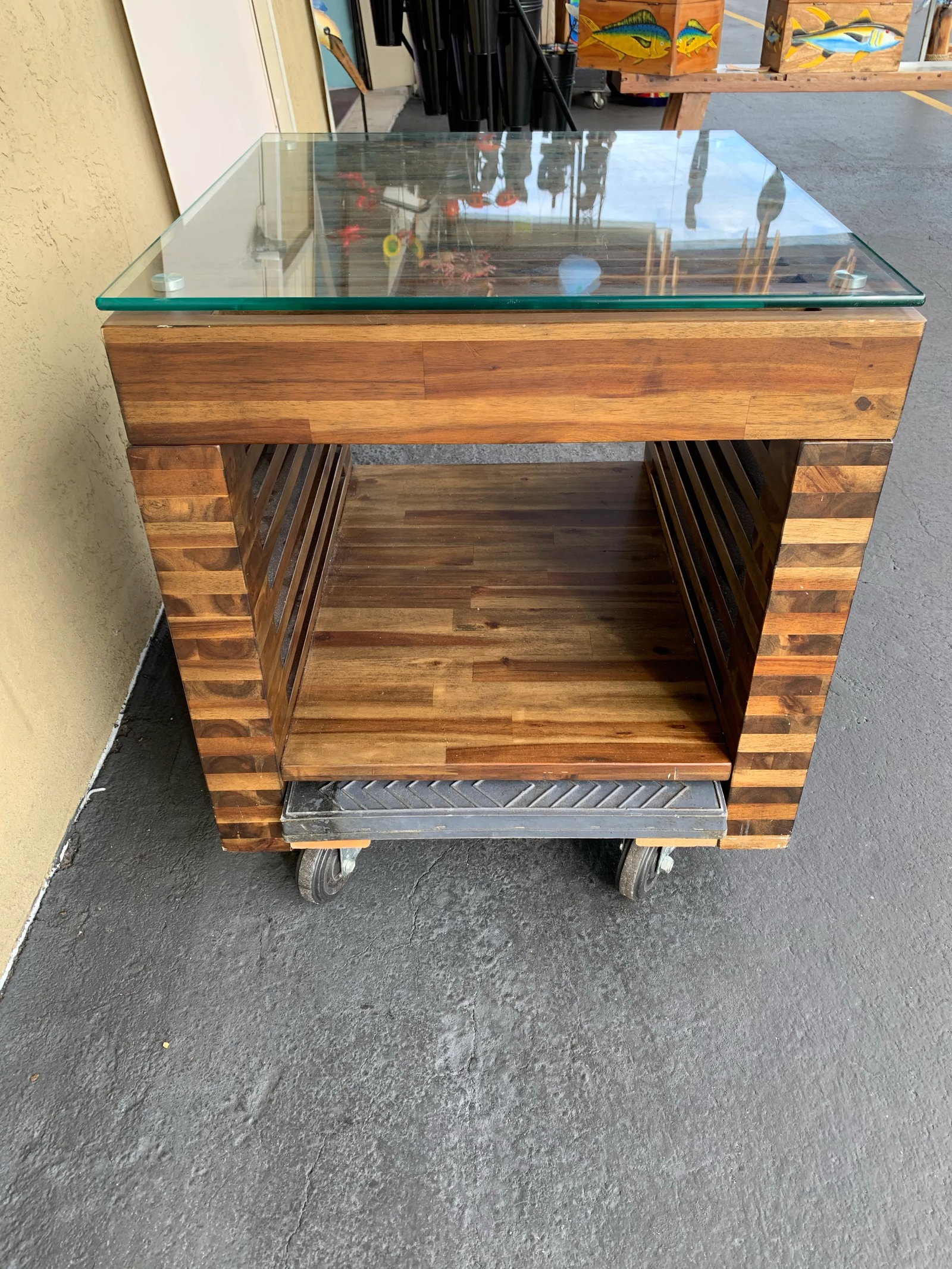 1980s Vintage Slatted Cube Side Table - 3