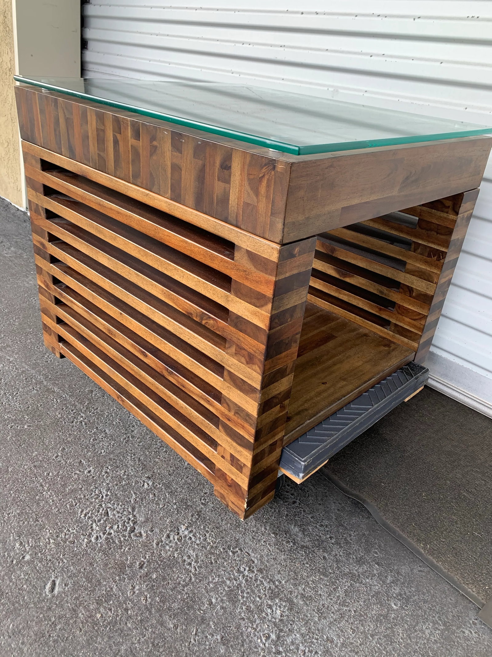 1980s Vintage Slatted Cube Side Table - 4